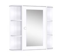 Specchiera da Bagno 1 Anta coon Mensole 66x17x63 cm in Legno Bianca