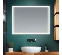 Specchiera da bagno 60x80 cm, reversibile con cornice retroilluminata LED luce bianca naturale, installazione a parete
