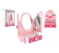 Specchiera da toeletta per bambini con portagioie Princess, in legno, rosa