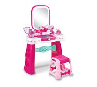 Teorema Giocattoli, Specchiera Magica Bambina con Sgabello, Postazione Trucco con Luci LED e Suoni Touch, Tavolo Trucco Interattivo, Asciugacapelli Funzionante a Batteria e Portagioie