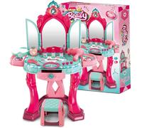 Specchiera Make Up Salone di Bellezza con Sgabello Musica Luci Kit Set Bellezza