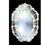 Specchiera ovale in Vetro di Murano Oro Stile Rococò da parete fatto in Italia