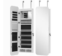 Specchiera Portagioie da Parete 37x10x120 cm Porta con Specchio Interno