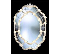 Specchiera Rococò Vetro di Murano oro Ovale smerlata da parete verticale 110 cm