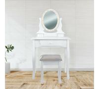 Specchiera Toilette tavolo da Trucco Cosmetici 3 Cassetti con Sgabello e Specchi