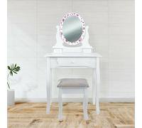 Specchiera Toilette tavolo da Trucco Cosmetici 3 Cassetti con Sgabello e Specchi