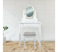 Specchiera Toilette tavolo da Trucco Cosmetici 3 Cassetti con Sgabello e Specchi