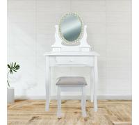 Specchiera Toilette tavolo da Trucco Cosmetici 3 Cassetti con Sgabello e Specchi