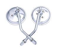 Specchietti Laterali Manubrio Per Dyna Per Bobber Per Chopper Per Old Per School 1982-2018 Specchietto Retrovisore Moto 8 Mm Con Stelo Corto 3" Specchi Retrovisori Sinistra Destra(Chrome)