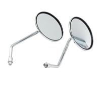 Specchietti Manubrio 1 paio di specchietti retrovisori cromati per moto e scooter, universali, da 10 mm, rotondi, ovali, convessi, per manubrio.