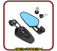 SPECCHIETTI MOTO MANUBRIO BAR END REGOLABILI CAFE RACER RETROVISORI VETRO BLU
