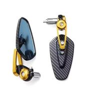 Specchietti Moto Manubrio Specchietto Retrovisore Universale In Alluminio Modello In Fibra Carbonio Manubrio Maniglia Antiriflesso In Vetro Specchietto Moto(Gold)