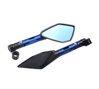 Specchietti Moto Specchietto universale del manubrio del manubrio del motociclo dell'alluminio Mirror blu specchio anti-abbagliamento Specchietti Scooter(Long Blue)