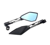 Specchietti Moto Specchietto universale del manubrio del manubrio del motociclo dell'alluminio Mirror blu specchio anti-abbagliamento Specchietti Scooter(Short Silver)