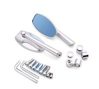 Specchietti retrovisori moto specchietti retrovisori laterali moto universali specchietti antiriflesso blu alluminio CNC per H CR 85 F150 125 250 R SL230 CRF450R (argento)