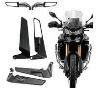 Specchietti retrovisori moto universali regolabili 360 ° Kit specchietto retrovisore laterale in lega di alluminio con specchietto a alette Stealth rotanti