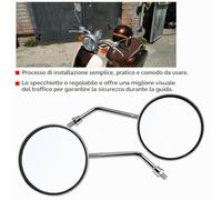 Specchietti Retrovisori per Scooter 8 mm, Coppia di Specchi Rotondi Universali per Moto, Lato Destro e Sinistro