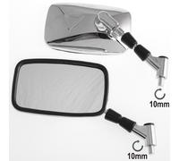 Specchietti Retrovisori Rettangolari Coppia Specchi Moto Scooter Cromati M10