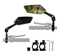 Specchietto Bici - Specchietto Bici Elettrica - Specchietti Moto 360° Regolabile, 2 Pezzi Retrovisore per Manubrio per E-Scooter/E-Bike (Nero)