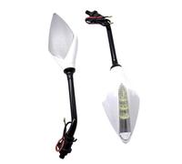 Specchietto Moto Manubrio Con indicatori di direzione a LED Specchietto retrovisore per moto 8-10 mm universale per Kawasaki Z750 Retrovisore Moto(WHITE)