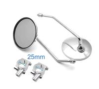 Specchietto Moto Manubrio Coppia di specchietti retrovisori cromati per moto e scooter, universali, da 8 mm, 22 mm e 25 mm, per manubrio, rotondi, ovali e convessi. Retrovisore Moto(For 25mm handlebar