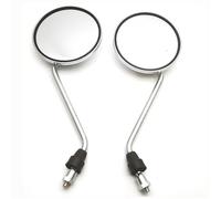 Specchietto Moto Manubrio Coppia di specchietti retrovisori per moto, scooter, cromati argentati, universali, con filettatura da 8 mm, rotondi, ovali, convessi, stile retrò. Retrovisore Moto