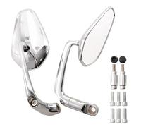 Specchietto Moto Manubrio Specchietto retrovisore laterale retrò con barra a L nera/cromata per moto GN/CG Retrovisore Moto(Silver)
