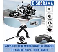 SPECCHIETTO MOTO MONITOR DOPPIO RETROVISORE TELECAMERA DVR 2.4" 1080P CAMERA