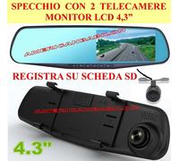 SPECCHIETTO RETROVISORE 2 TELECAMERE FULL HD 1080P 4.3"LCD AUTO CAM DVR REGISTRA