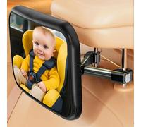 Specchietto Retrovisore Bambini Auto Posteriore, 360°, Acrilico Sicuro | Acrilico Infrangibile, Clip per Poggiatesta con Aste, Gran Angolo HD, Montaggio Senza Attrezzi, per Ovetto & Reboarder
