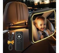 Specchietto Retrovisore Bambini Specchio Auto Bambino con Luce e telecomando 360° Orientabili 100% Infrangibile Specchietto Retrovisore Auto,Specchio Macchina Neonati Sedile Posteriore Ampio Chiaro