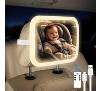 Specchietto Retrovisore Bambini Specchio Auto Bambino con Luce Specchio Retrovisore Bambino 360° Orientabili e Infrangibile Specchio Macchina Neonati Sedile Posteriore Ampio e Chiaro (C)