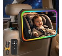 Specchietto Retrovisore Bambini Specchio Auto Bambino con RGB Luce Specchio Retrovisore Bambino 360° Orientabili e Infrangibile Specchio Macchina Neonati Sedile Posteriore Ampio e Chiaro