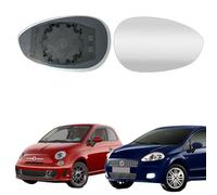 Specchietto retrovisore compatibile con FIAT 500/GRANDE PUNTO/EVO/LINEA/PUNTO - Vetro cromato e convesso, lato destro, OEM:71740496, VIEW MAX VM-615
