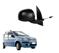 Specchietto Retrovisore COMPLETO Sinistro Meccanico Nero per Panda 169 2009-2011 - Lato Guida Compatibile, Non originale, adatto per la modifica da specchi piccoli a specchi grandi