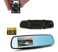 SPECCHIETTO RETROVISORE CON MONITOR DVR RETROMARCIA 2 TELECAMERE 4 LED AUTO SUV