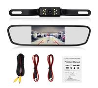 Specchietto retrovisore con telecamera di retromarcia Kkewar, 1 set di telecamere di retromarcia per auto da 4,3" con visione notturna, sistema di