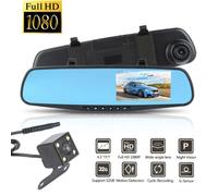 SPECCHIETTO RETROVISORE DVR 4.3" FULL HD MONITOR TF CAMERA ANTERIORE POSTERIORE