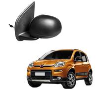 Specchietto Retrovisore Esterno Nero compatibile con FIAT PANDA 2012>. (MANUALE). Vetro cromato e convesso senza riscaldamento. Calotta nera (SINISTRO)