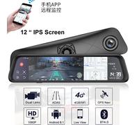 Specchietto retrovisore IPS da 12 pollici 4G Telecamera DVR per auto Navigazione GPS Android 8.1 ADAS 8 Core Dual 1080P Telecamera da cruscotto DVR per auto impermeabile