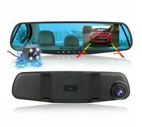 SPECCHIETTO RETROVISORE MONITOR DVR REGISTRA VIDEO RETROMARCIA 2 TELECAMERE AUTO