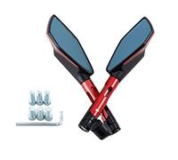 Specchietto retrovisore universale per moto, specchietto retrovisore CNC in vetro blu anti-vertigine con vite 8 mm 10 mm (rosso)