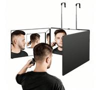 Specchio a 3 vie per taglio di capelli fai-da-te, specchio per tagli di capelli a 360 gradi per uso barbiere, per vedere la parte posteriore della testa, specchio pieghevole a tre ante con ganci teles