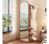Specchio A Corpo Intero Girevole A 360°, Specchi Da Terra 2 In 1 e Appendiabiti, Specchio A Figura Intera In Legno Massello con Appendiabiti, Per Soggiorno, Camera Da Letto, Guardaroba
