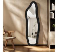 Specchio a delfino 160 x 50 cm, specchio a figura intera dalla forma irregolare, grande specchio da terra con supporto in metallo e cornice in velluto, nero 1. Design giocoso a forma di delfino: un el