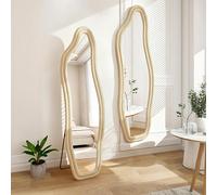 Specchio a figura intera 160 x 50 cm, specchi da terra con cornice in lega di alluminio, grande specchio asimmetrico irregolare moderno a forma di nuvola per camera da letto, bagno e soggiorno, dorato