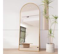 Specchio a Figura Intera 180 x 80cm,Specchio da pavimento ad Arco con telaio in Alluminio Oro,Grande Specchio da Terra/Parete per Camera,Ingresso,Guardaroba,Spogliatoio