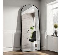 Specchio a figura intera 180x80 cm, specchio a figura intera curvo, specchio da parete con cornice in alluminio Specchio decorativo sicuro e stabile per soggiorno, camera da letto, guardaroba, vetro