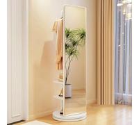 Specchio a figura intera autoportante 2 in 1 con appendiabiti, girevole a | Specchio a figura intera autoportante combinato con appendiabiti, realizzato come unità 2 in 1, con struttura girevole