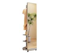 Specchio A Figura Intera con Appendiabiti, Specchio A Corpo Intero in Legno Girevole A 360°, Specchi da Terra 2 in 1 e Appendiabiti, per Camera da Letto, Soggiorno, Versione A Rullo